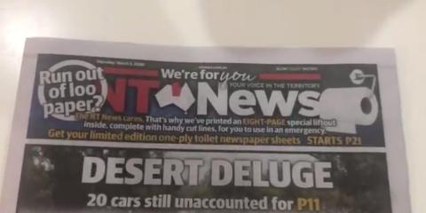 Meanwhile, an Australian tabloid circulated an issue with an extra eight blank pages. "Get your limited edition one-ply toilet paper newspaper sheets," the front page said.