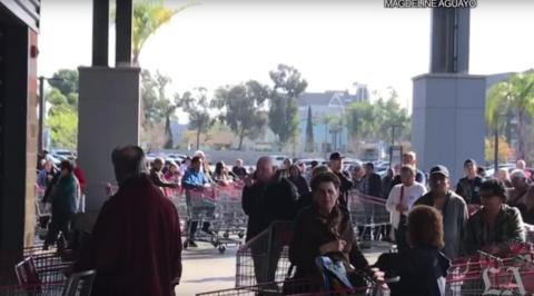 People have also been forming huge lines outside Costco and other large retailers to prepare for bulk purchases of toilet paper. Here's the line outside the Costco in Chino Hills.