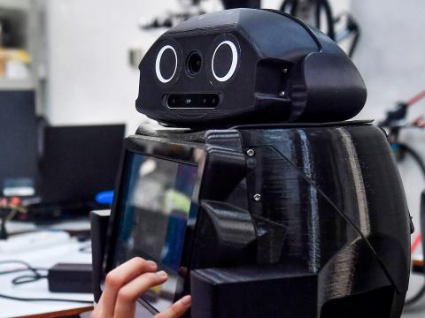 The creation is called a "ninja robot" because of its black coloring.