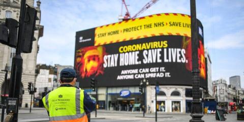 Piccadilly Circus, London, pictured in April 2020.