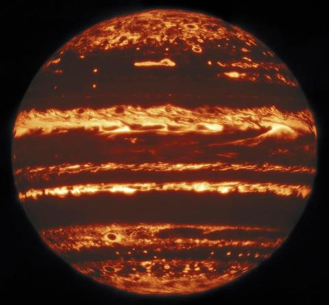 Jupiter in infrared light, as observed by the international Gemini Observatory on May 29, 2019. Jupiter in infrared light, as observed by the international Gemini Observatory on May 29, 2019.