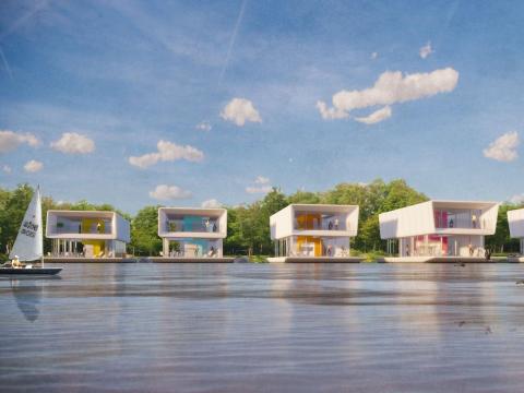 Vivienda modular de agua Grimshaw.