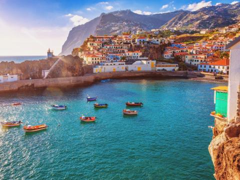 The fishing village of Camara de Lobos on the Portuguese island of Madeira.