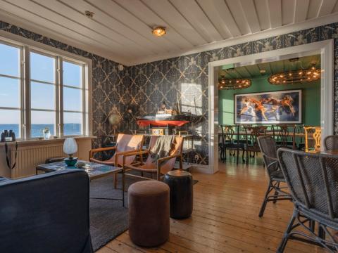 View of the living and dining areas in the Pater Noster hotel's main lodge.