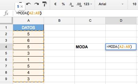 Calcular la Moda en Excel