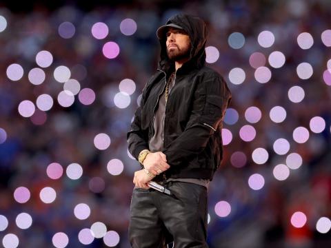 Eminem performs at the Super Bowl LVI halftime show