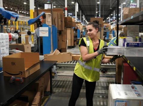 Amazon says it has employed workers from its fulfillment centers to tweet positively about working conditions. Amazon says it has employed workers from its fulfillment centers to tweet positively about working conditions.
