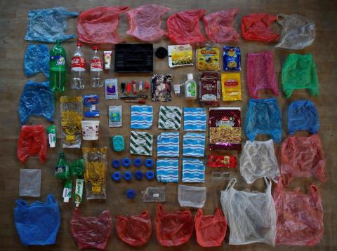 Here's the plastic waste her family generated in a week. Here's the plastic waste her family generated in a week.