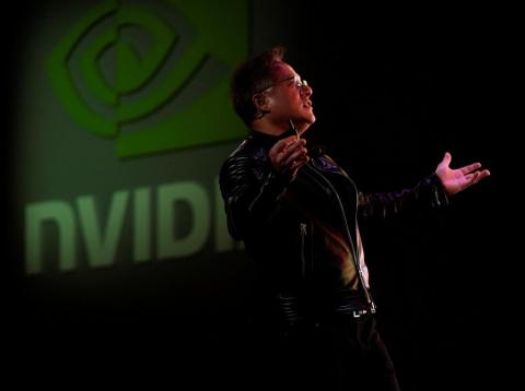 Jensen Huang, CEO of Nvidia, reacts to a video at his keynote address at CES in Las Vegas Jensen Huang, CEO of Nvidia, reacts to a video at his keynote address at CES in Las Vegas