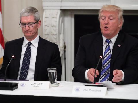 Apple CEO Tim Cook with Donald Trump. Apple CEO Tim Cook with Donald Trump.