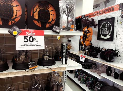 Halloween and fall decor were all at the front of the store, and everything was on sale for 50% off. Halloween and fall decor were all at the front of the store, and everything was on sale for 50% off.
