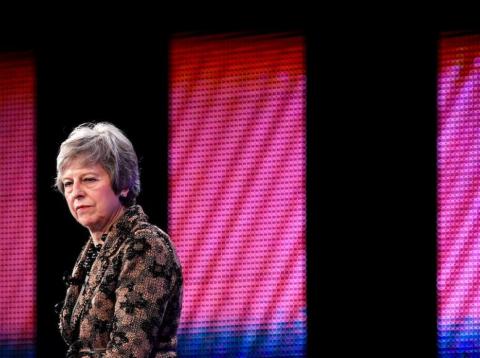 Britain's Prime Minister Theresa May replies to questions after speaking at the Confederation of British Industry's (CBI) annual conference in London, Britain, November 19, 2018. Britain's Prime Minister Theresa May replies to questions after speaking at the Confederation of British Industry's (CBI) annual conference in London, Britain, November 19, 2018.