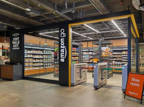 Amazon's new small-format Amazon Go store. Amazon's new small-format Amazon Go store.