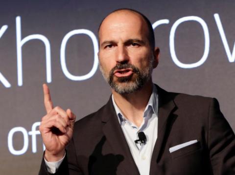 Uber CEO Dara Khosrowshahi speaks during the company's unveiling of the new features in New York, Wednesday, Sept. 5, 2018. Uber CEO Dara Khosrowshahi speaks during the company's unveiling of the new features in New York, Wednesday, Sept. 5, 2018.