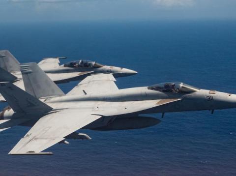 US Navy F/A-18E Super Hornets from Strike Fighter Squadron 115, Marine Corps Air Station, Iwakuni, during Valiant Shield 18 out of Andersen Air Force Base, Guam, September 17, 2018. US Navy F/A-18E Super Hornets from Strike Fighter Squadron 115, Marine Corps Air Station, Iwakuni, during Valiant Shield 18 out of Andersen Air Force Base, Guam, September 17, 2018.