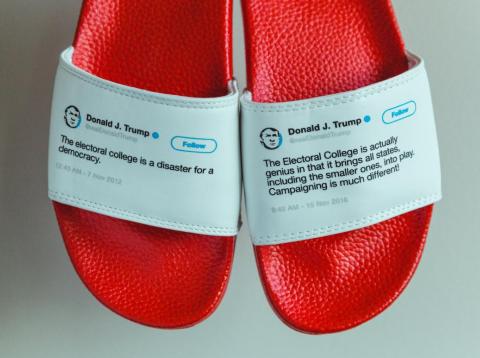 In November 2012, Trump tweeted that the Electoral College "is a disaster for a democracy." Almost exactly four years later, just days after winning the 2016 presidential election, Trump called the Electoral College "actually In November 2012, Trump tweeted that the Electoral College "is a disaster for a democracy." Almost exactly four years later, just days after winning the 2016 presidential election, Trump called the Electoral College "actually