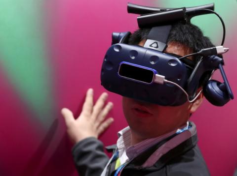 Unas gafas de realidad virtual en el Mobile World Congress. Unas gafas de realidad virtual en el Mobile World Congress.