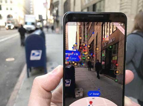 The feature works best if you point the phone towards more permanent structures, like office buildings or cafes, rather than shrubs or bushes that change their shape and color based on the season. The feature works best if you point the phone towards more permanent structures, like office buildings or cafes, rather than shrubs or bushes that change their shape and color based on the season.