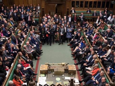 Members of the UK parliament before a vote on the prime minister's proposed Brexit deal, 12 March, 2019. Members of the UK parliament before a vote on the prime minister's proposed Brexit deal, 12 March, 2019.