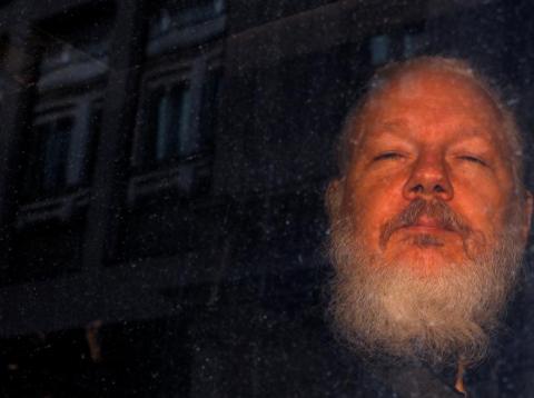 WikiLeaks founder Julian Assange is seen as he leaves a police station in London on April 11, 2019. WikiLeaks founder Julian Assange is seen as he leaves a police station in London on April 11, 2019.