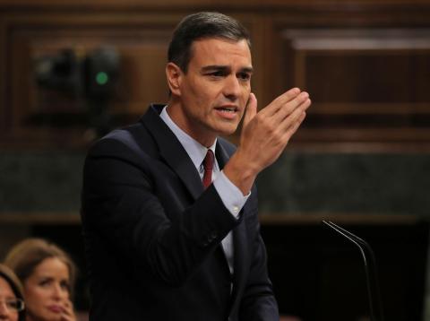Pedro Sánchez durante la sesión de investidura. Pedro Sánchez durante la sesión de investidura.