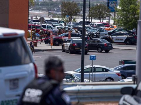 Law enforcement agencies respond to an active shooter at a Wal-Mart near Cielo Vista Mall in El Paso, Texas, Saturday, Aug. 3, 2019. Law enforcement agencies respond to an active shooter at a Wal-Mart near Cielo Vista Mall in El Paso, Texas, Saturday, Aug. 3, 2019.