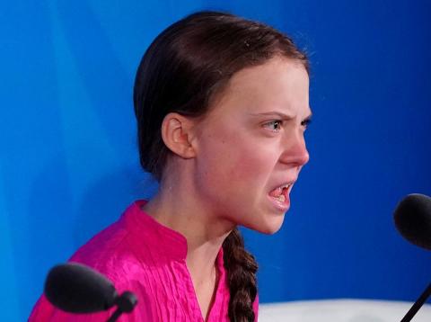 The Swedish environmental activist Greta Thunberg at the Climate Action Summit at United Nations headquarters in New York on September 23. The Swedish environmental activist Greta Thunberg at the Climate Action Summit at United Nations headquarters in New York on September 23.