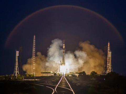 A space craft named "Soyuz MS-15" takes off for the International Space Station with meat cells onboard. A space craft named "Soyuz MS-15" takes off for the International Space Station with meat cells onboard.