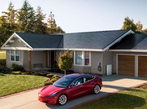 A view of Tesla's new "solarglass" roof. A view of Tesla's new "solarglass" roof.
