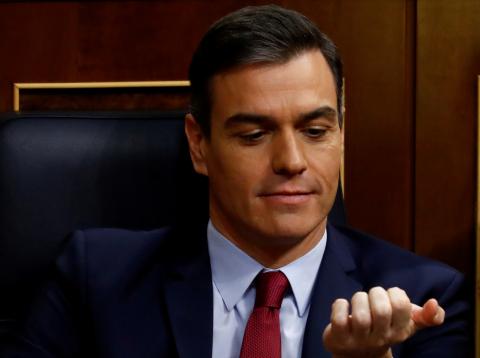 Pedro Sánchez, presidente del Gobierno, en la sesión de investidura. Pedro Sánchez, presidente del Gobierno, en la sesión de investidura.