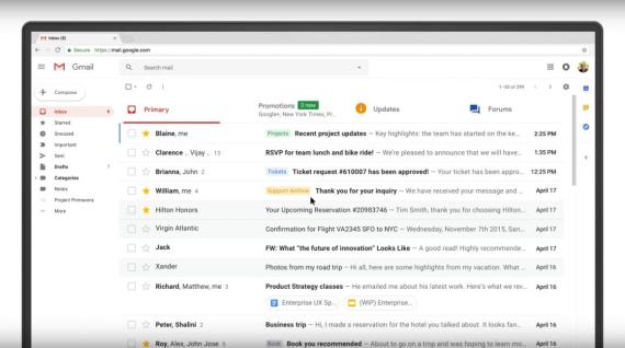 La nueva interfaz de Gmail permite utilizar muchos nuevos servicios.