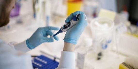 Investigador trabajando en una vacuna contra el nuevo coronavirus en el laboratorio de investigación de la Universidad de Copenhague, Dinamarca, el 23 de marzo de 2020.