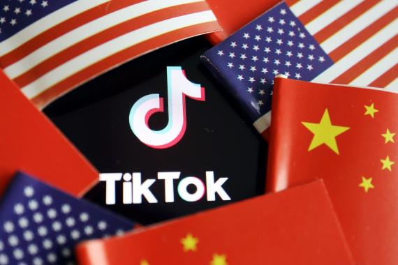 China and US flags are seen near a TikTok logo in this illustration picture taken July 16, 2020.
REUTERS/Florence Lo
